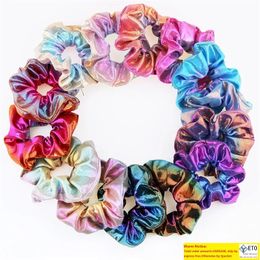 Metallic Laser Elastic Hairband for Women Girls Rubber Scrunchies Ties Ponytail Holder Headband Accessories 20pcs