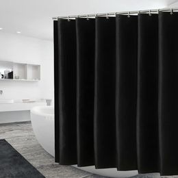 Shower Curtains Heavy Duty Solid Shower Curtain Fabric Waterproof Bathroom Curtain Long Stall Size 230CM Black White Grey Brown Blue Colour 230607