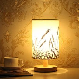 Table Lamps Linen Lamp Touch Control LED Bedroom Night W/Warm White Light Nightstand USB Powered Wooden Beside