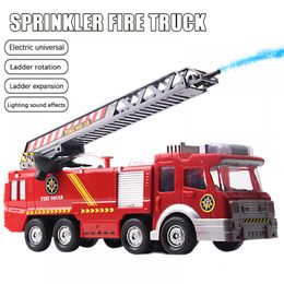 Diecast Model car Spray Water Gun Toy Truck Firetruck Fireman Sam Fire Truckengine Vehicle Car Music Light Educational Boy Kids Toys 230608