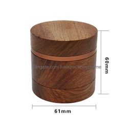 Herb Grinder Wooden Manual Creative Household Smoking Accessories Aluminum Alloy Tobacco Grinders Drop Delivery Home Garden Sundries Dhvyl