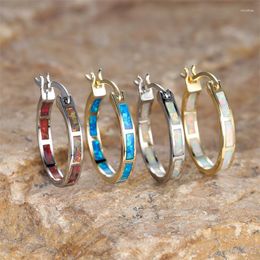 Hoop Earrings Charm Female Fashion Silver Gold Color Wedding White Blue Red Stone For Women