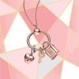 Chains 2023 High Quality Rose Gold Versatile "heart Love Chain" Set Romantic Diy Light Luxury Jewellery Gift For Couples