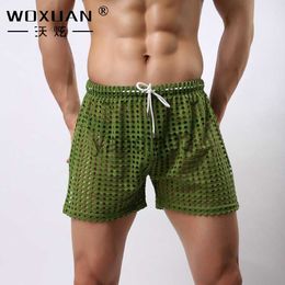 Men's Shorts Men's Sexy Big Mesh Hollow Out Men Leisure Household Transparent Nets Shorts(not include briefs) J230608