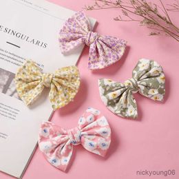 Hair Accessories Baby Girl Clips Print Bow Barrette For Children Cloth Hairpin Infant Cute Hairgrips Toddler Princess R230608