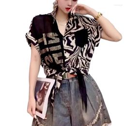 Women's Blouses 20 Patterns Women Thin Fashion 2023 Summer Vintage Clothes Plus Size Female Tops Beading Shirts Short Sleeve Cool XC753