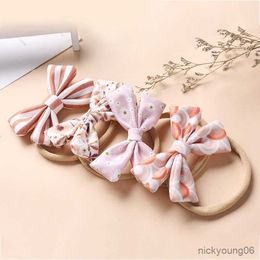 Hair Accessories Bandeau Bow Baby Girl Headband Elastic Bands For Kids Floral Printing Headbands Infant Traceless R230608