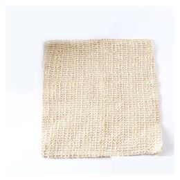 Bath Brushes Sponges Scrubbers 100% Nature Sisal Cleaning Towel For Body Exfoliating Linen Wash Cloth 25X25Cm Shower Washcloth Fa Dhgbq