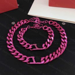 23ss Fashion Men women Stainless Steel Bracelet Designers Necklace High Quality Purple series Necklaces Jewelry Set With Box a1