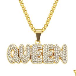 Pendant Necklaces Hip Hop Large Letter Necklace Fl Shining Diamond Stone Cool Men Stainless Steel Fine Jewelry Drop Delivery Pendants Dhbuq