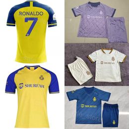 7 Cristiano Ronaldo Soccer Jersey Al Nassr 94 TALISCA 18 GUSTAVO 29 GHAREEB 23 AHMED 2 AL-GHANNAM 16 MARAN 14 AL-NAJI 4 AL-FATIL Football Shirt Kits Custom Name Number