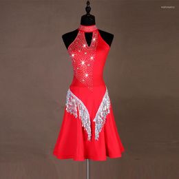 Stage Wear Shiny Black Red Sexy Latin Dance Dress Women High-end Custom Rumba Salsa Performance Skirt Female Dresses