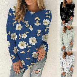 Women's T Shirts Loose T-shirts Women Long Sleeve O-neck Tops Woman Pullovers Female Fashion Sexy Oversize Sale Flowers Cloth Undershit