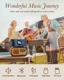 Portable Speakers Multi-function Bluetooth speaker Retro Radio AM Portable Radios Solar panels Rechargeable Radio Subwoofer Audio