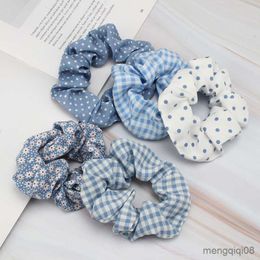 Other Korean Lattice Polka Dot Elastic Headband Hair Rope Rubber Bands Women Holiday Headwear Soft Ring Ponytail Accessories R230608