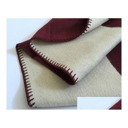 Blankets Letter Cashmere Blanket Imitation Soft Wool Scarf Shawl Portable Warm Plaid Sofa Bed Fleece Knitted Throw Towell Cape Pink Dhf9G