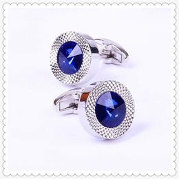 Cuff Links Brand Blue Crystal Cone Cufflinks Men Lawyer Classic Prismatic Cuff Button Designer High Quality Mens Shirt Taper Cuff Links 230607