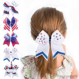 Hair Accessories 1PC Ties for 4th of July Baby Girls Rubber Band Stars and Stripes Independence Day New R230608