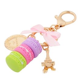 Party Favour Women Arons Cake Key Chain Fashion Cute French Pastries Keychain Bag Charm Metal Pendant Car Ring Wedding Gift Dbc Vt082 Dhibc