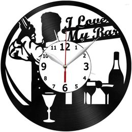 Wall Clocks I Love My Bar Clock Record Art Silent & Non-Ticking