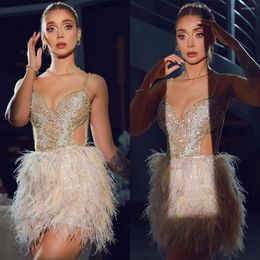 Party Dresses Luxury Beads Crystal Short Cocktail Spaghetti Straps Formal Dress Sexy Custom Made Mini Homecoming