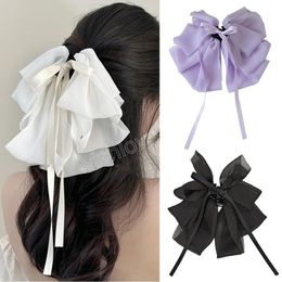 Korean Bows Hairpins Barrettes Bowknot Gauze Hair Clip Chiffon Ponytail Clip Handmade Hairgrips Women Girls Hair Accessories