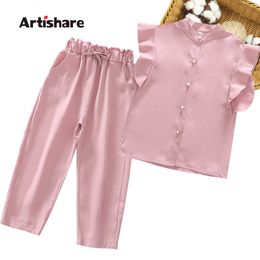 ملابس ملابس الفتيات سترة ملابس صيفية قصيرة للألوان الصلبة على الطراز غير الرسمي للأطفال 230607