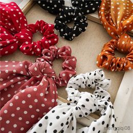 Other Fashion Polka Dot Streamers Bowknot Scrunchie Elastic Hair Bands Women Rope Ties Ribbon Sweet Girls Accessories R230608