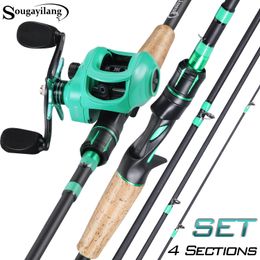 Rod Reel Combo Sougayilang Casting Fishing 1821m 4 Sections Carbon Body EVA Handle and 81 1 Gear Ratio Baitcasting Pesca 230608