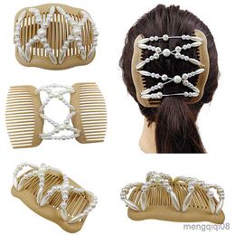 Other Women DIY Hair Accessories Pearl Beaded Elastic Cl Hairpin Magic Comb Hairstyle Bun Maker Tool Ponytail Clips 2021 R230608