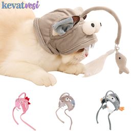 Head-Mounted Cat Toys Funny Interactive Cat Stick Cartoon Fish Bait Fishing Hat Feathers Self-Entertainment Cat Chasing Toys