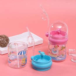 Baby Bottles# 250ml Children Creative Design Spray Water Cup Feeding Straws Bottle Toy 230608