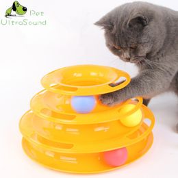 Funny Cat Pet Toys Cat Crazy Ball Disc Interactive Amusement Plate Play Disc Trilaminar Turntable Cat Toy