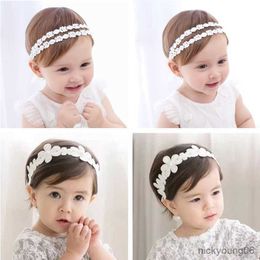 Hair Accessories New Vintage Girls Pearl Headband Rhinestone Baby Headwear baby hair accessory First Birthday Costume R230608