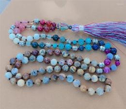 Chains 8mm Chakra 108 Beads Tassel Knotted Necklace Bless Colorful Classic Wristband Cuff Pray Chic Fancy Wrist Bracelet Spirituality