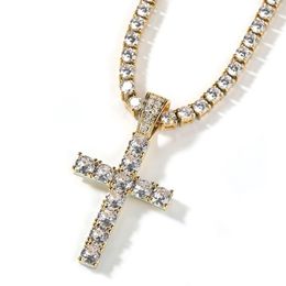 Pendant Necklaces Blue Drip Oil Cross Necklace Glow At Night 18K Real Gold Plated Jewellery Drop Delivery Pendants Dh5Ix