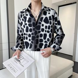 Men's Casual Shirts 2023 Summer Leopard Print Shirt For Men Long Sleeve Loose Streetwear Social Lapel Party Tuxedo Clothing