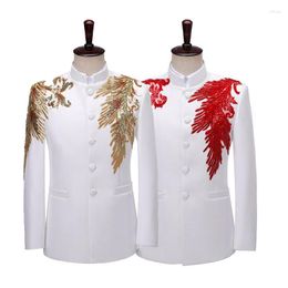 Men's Suits 2023 Men's Stand Collar Color-Blocking Sequin Suit Stage Performance Studio Two Pieces