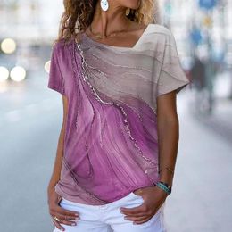 Women's Blouses Breathable Trendy Casual Loose Digital Printing Tee Shirt 3D Cutting Tops Thin Daily Garment