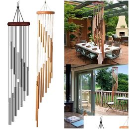 Decorative Objects Figurines 12 Tubes Wind Chimes Pendant Aluminum Tube Metal Pipe Bells Decoration Balcony Outdoor Yard Garden Ho Dhvyg