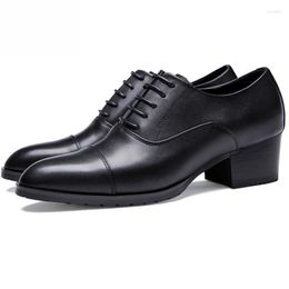 Dress Shoes Black Oxfords Genuine Leather Men Height Increase Wedding Mens DaILY Business Office Work High Heels