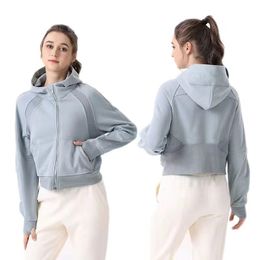 LL Womens Autumn Hoodies Sweatshirt Yoga Suit Jacket Ladies Sport Half Zipper Full Zipper thick Loose Short Style With Fleece Sweatshirts lululemen womens Women