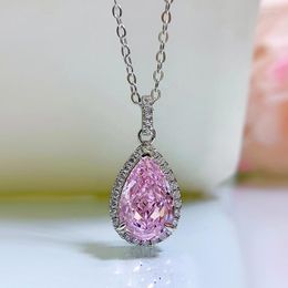 Chains 8 12 Pink Diamond High Carbon S925 Silver Necklace For Foreign Trade In Europe And America Cross-border Platinum Pendant