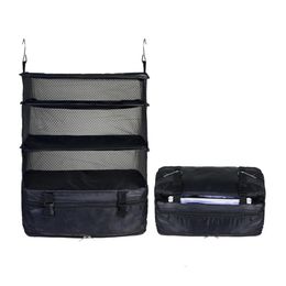 Storage Clothes Travel Storage Bag 3 Layers with Hooks Foldable Portable Organizer for Outdoor Traveling Camping Underwear Socks