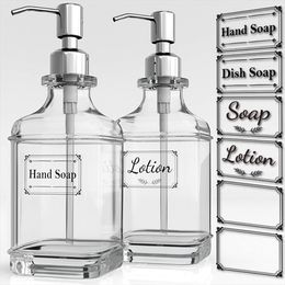 Liquid Soap Dispenser High Quality 300/550Ml Soap Dispenser Antique Thick Clear Glass Hand Soap Dispenser Stainless Steel Pump Bathroom Bottles Tool 230607