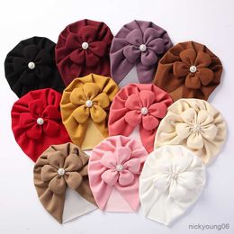 Hair Accessories Cute Flower Cashmere Baby Hat Turban Girl Hats Warm Toddler Headwraps Newborn Beanies Caps R230608