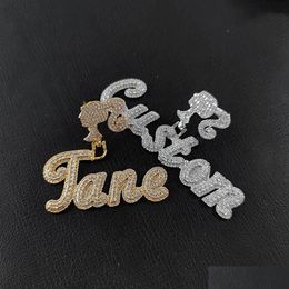 Pendant Necklaces Topbling Custom Charm Name Letter Necklace 18K Real Gold Plated For Women Girl Gift Drop Delivery Jewelry Pendants Dhtgu