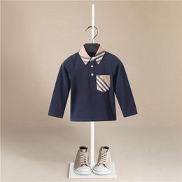 T-shirts Spring T-Shirt Kids Clothes Tops Color Stripes Turn-down Collar Autumn Long Sleeve Polos Baby Boy Pocket Boys Shirts Teen1T-7T 230608