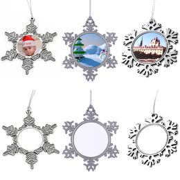 100pcs Sublimation Snowflakes Hanging Ornaments Metal Ornaments with Blank Aluminium Sheets Christmas Party Home Decoration for Hot Printing