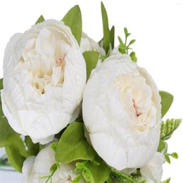 Decorative Flowers 1 Bouquet Vintage Artificial Peony Silk For Decoration Flower Garland With Lights